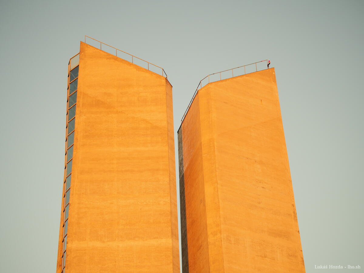 Exhaust Towers Brutalist Sunset
