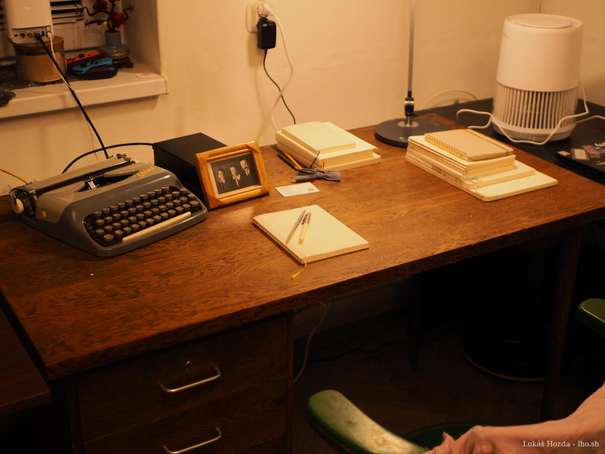 Old Table with Typewriter and Stationery