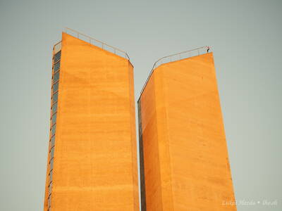 Exhaust Towers Brutalist Sunset